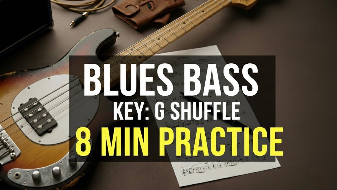 Blues Bass Lines Key of G Shuffle | 8-Minute Daily Practice with TAB