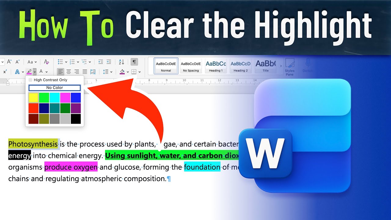 Как удалить выделение текста в Microsoft Word (удалить цвет)