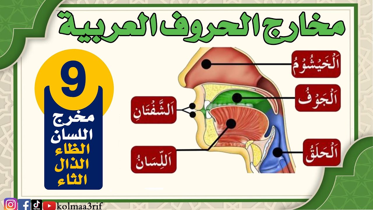 التجويد: مخارج الحروف (اللسان) الذال والثاء والظاء