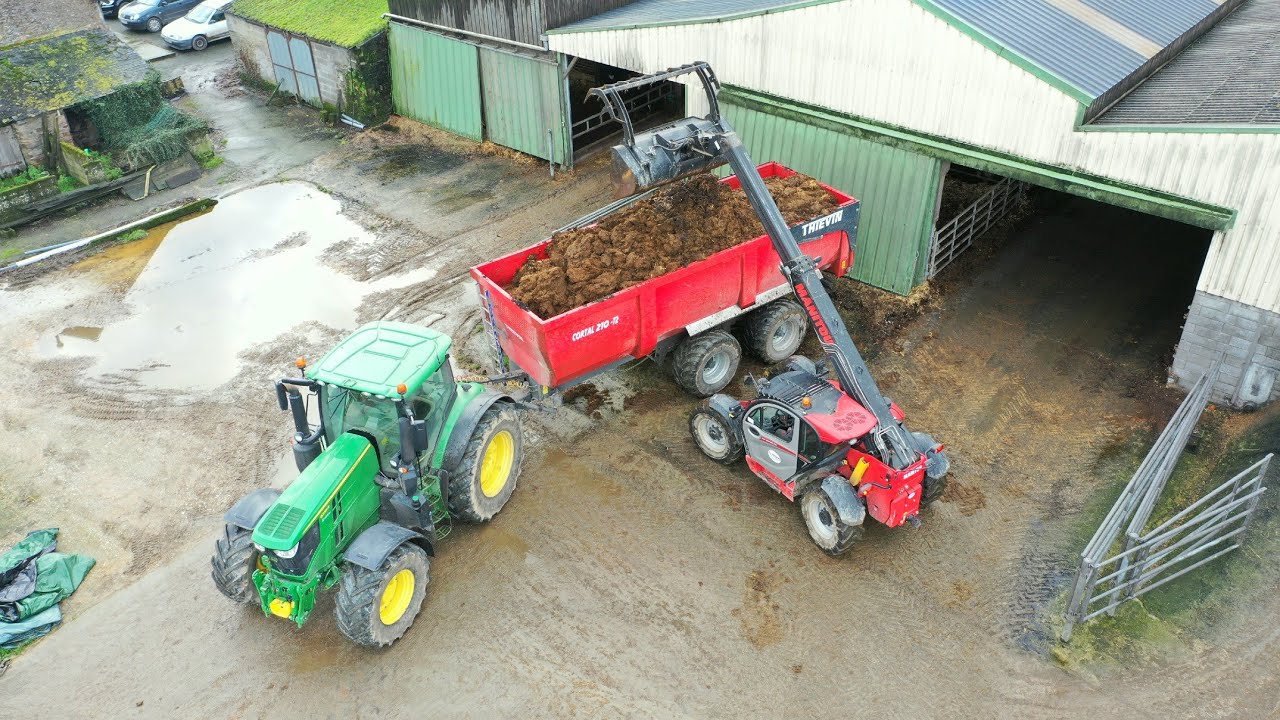 Transport de Fumier 🥛🐄/ 2x JOHN DEERE🦌 6230 R - 6175 R💨 / MANITOU🔴 / THIEVIN