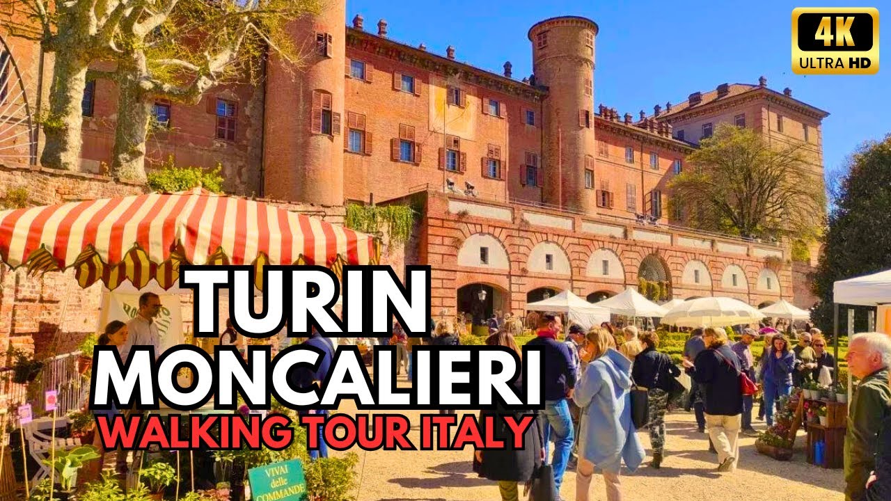 TURIN - Moncalieri 🏰 Walking Tour Italy 4K - Moncalieri Castle and Historic Center