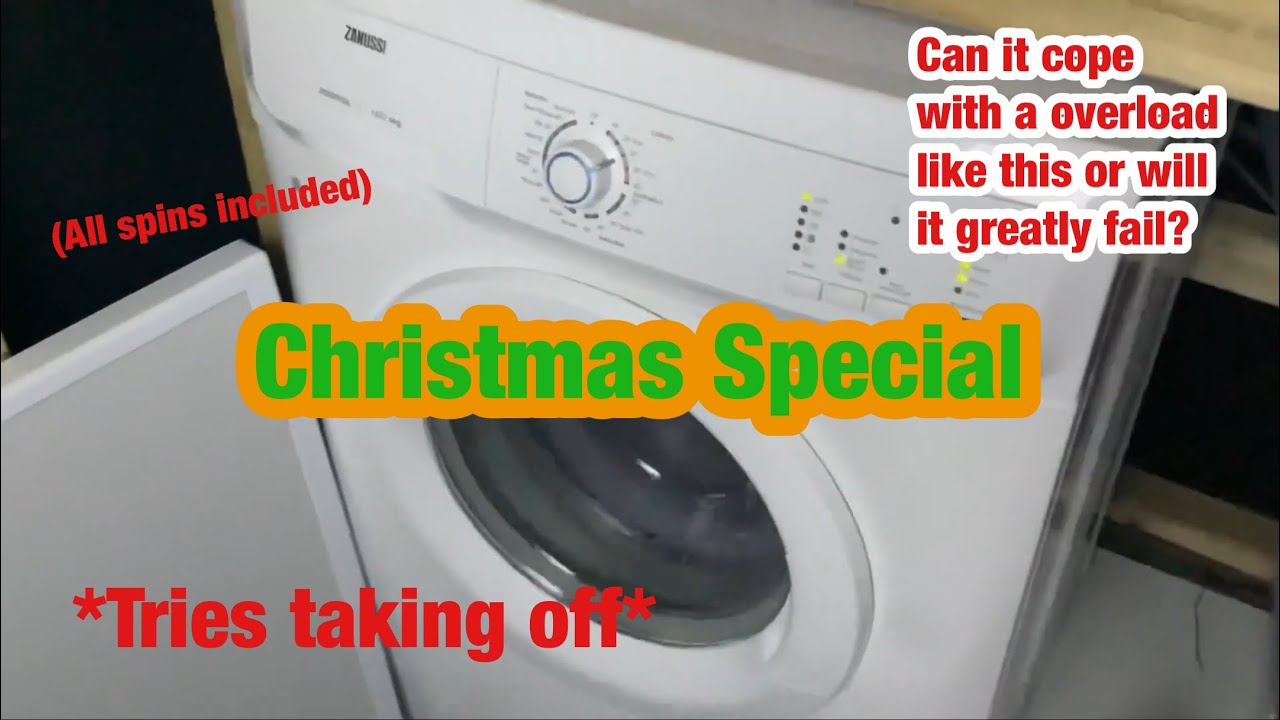 Zanussi ZWF16070W1 || Overloaded wash spins.. *Dramatically loud final spin included*