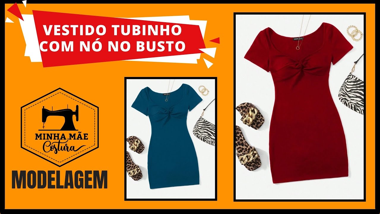 Vestido tubinho com nó no busto - passo a passo da modelagem