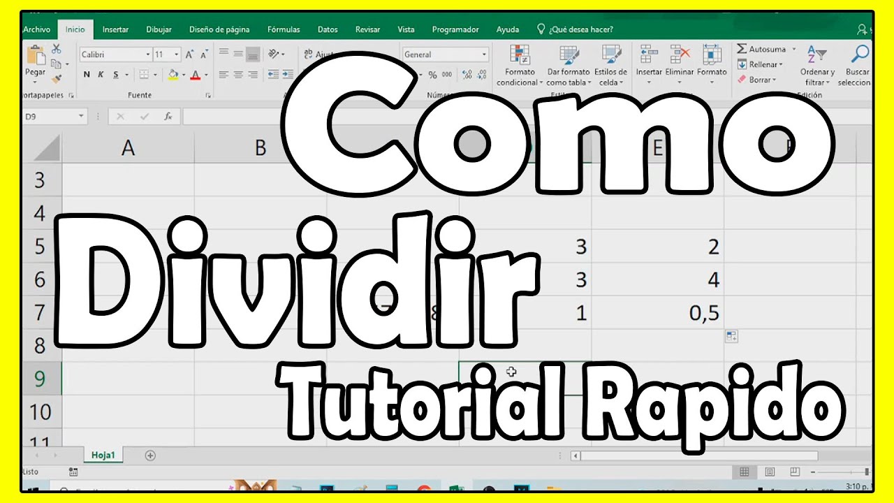 como dividir en Excel paso a paso muy f&aacute;cil
