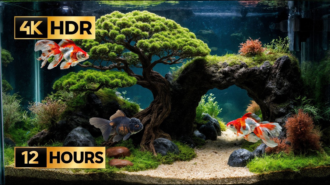 12 Hours of Bonsai Aquarium [Relaxing SPA Music] Sleep & Meditation | 4K HDR