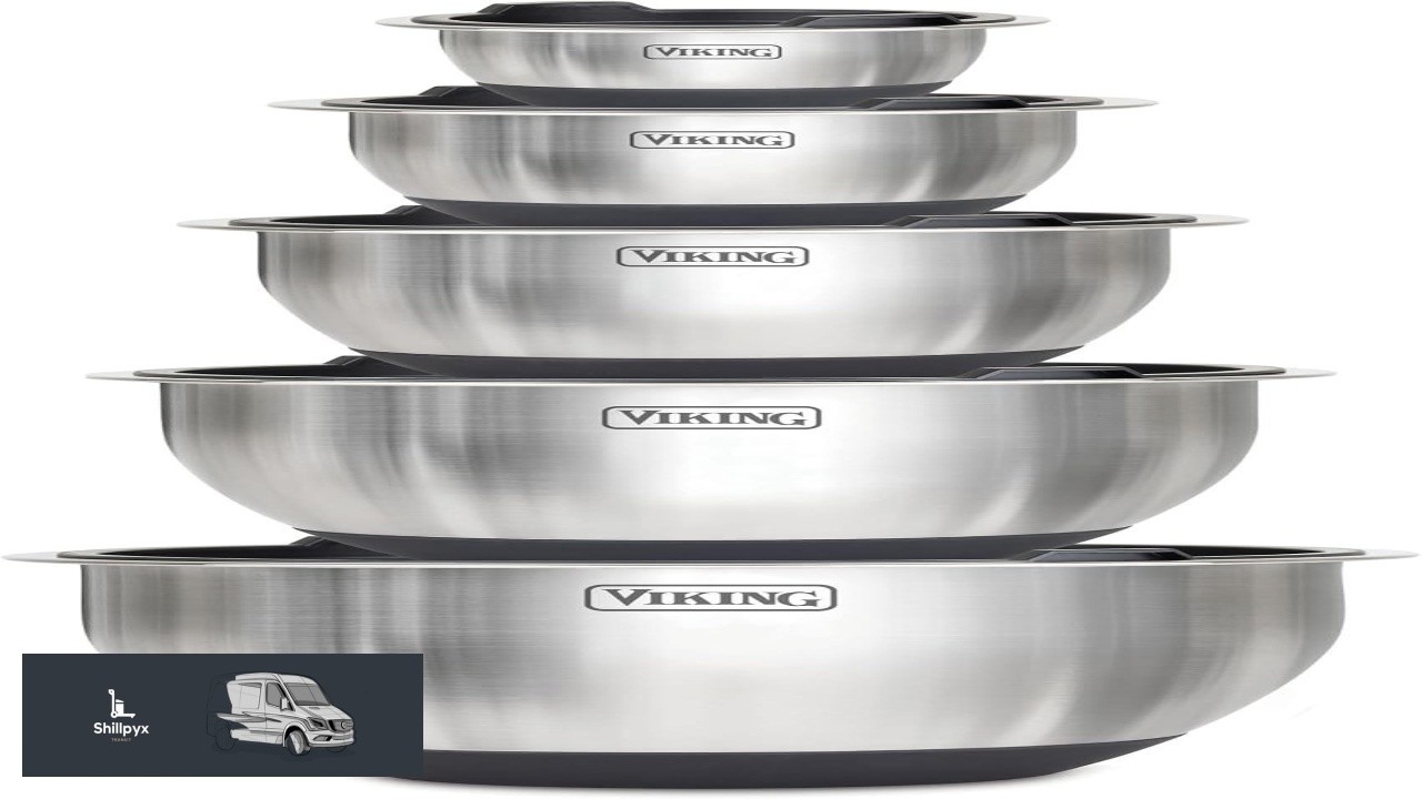 Viking Mixing Bowls Set 10 Piece Stainless Steel Kitchen Cookware Non Slip Silicone