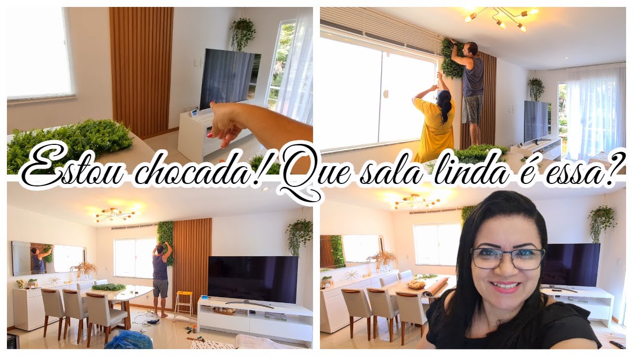 IMPROVISAMOS E FIZEMOS UM PAINEL PARA TV, COLOCAMOS JARDIM VERTICAL NA SALA | Viviane Magalhães