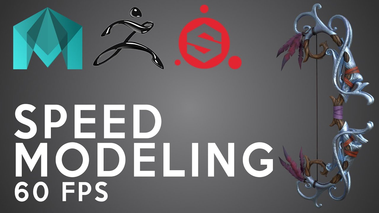 Autodesk Maya, Zbrush, Substance Painter - Stylized Bow Speed Modeling - 60fps
