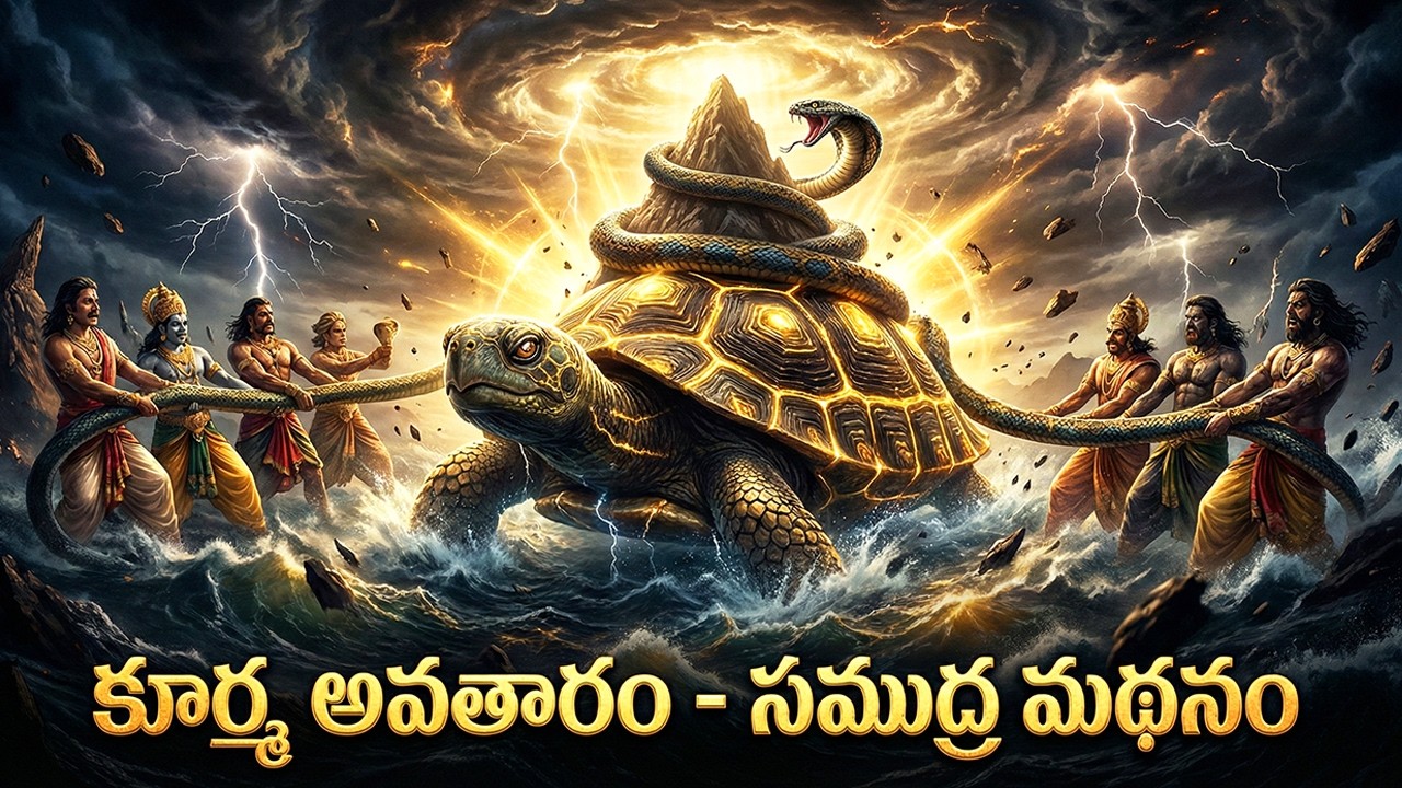Kurma Avatar Story in Telugu | శ్రీ కూర్మ అవతారం పూర్తి కథ | Samudra Manthanam | Aum Shree Bhakti