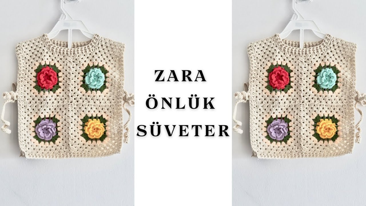 ZARA ÖNLÜK  SÜVETER YAPIMI 🌸 TIĞ İŞİ ÖNLÜK SÜVETER 🩵 BEBEK SÜVETERİ ( YELEK) 