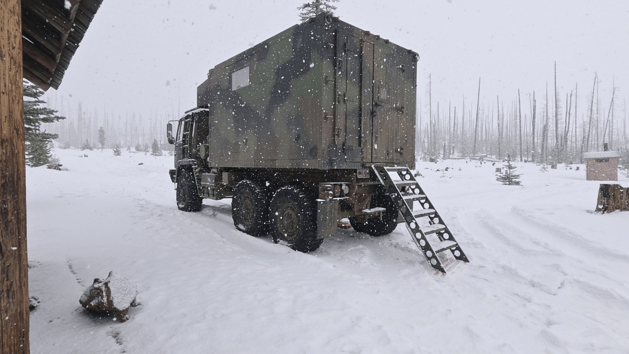 We Almost Lost Our Camper Truck On The Treacherous Mountain Road | First Snow Camp