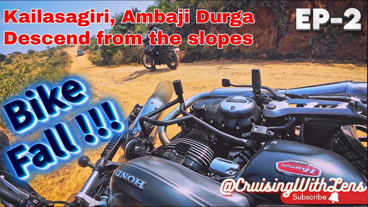EP2 Bike Fall at Ambaji Durga, Hiking | Breakfast Group Ride to Kailasagiri & Ambaji Durga 🏍️🌄