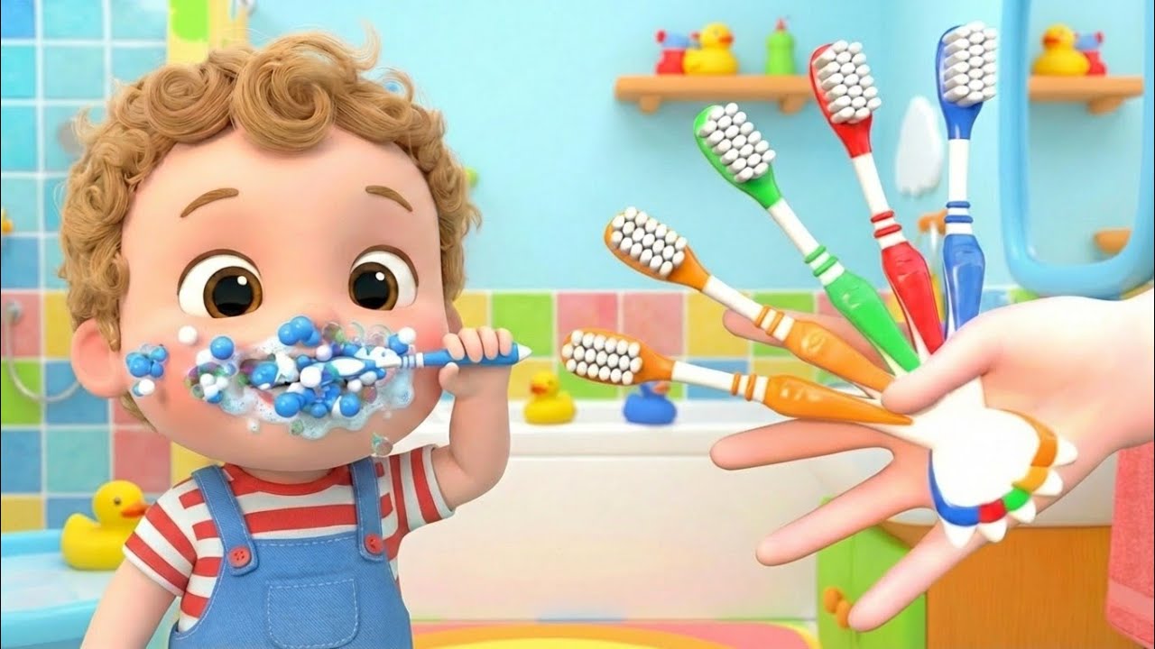 🖐️Finger Family Tooth Brush Song 🪥 | Good Habits Song for Kids | Nursery Rhymes 🎶