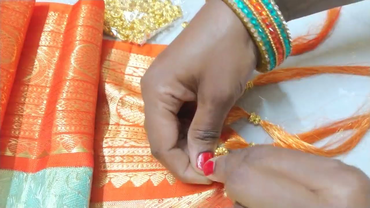 Saree Kuchu #408 Grand Bridal Saree Kuchu Design Using Different Type Beads !! Smart Art & Crafts