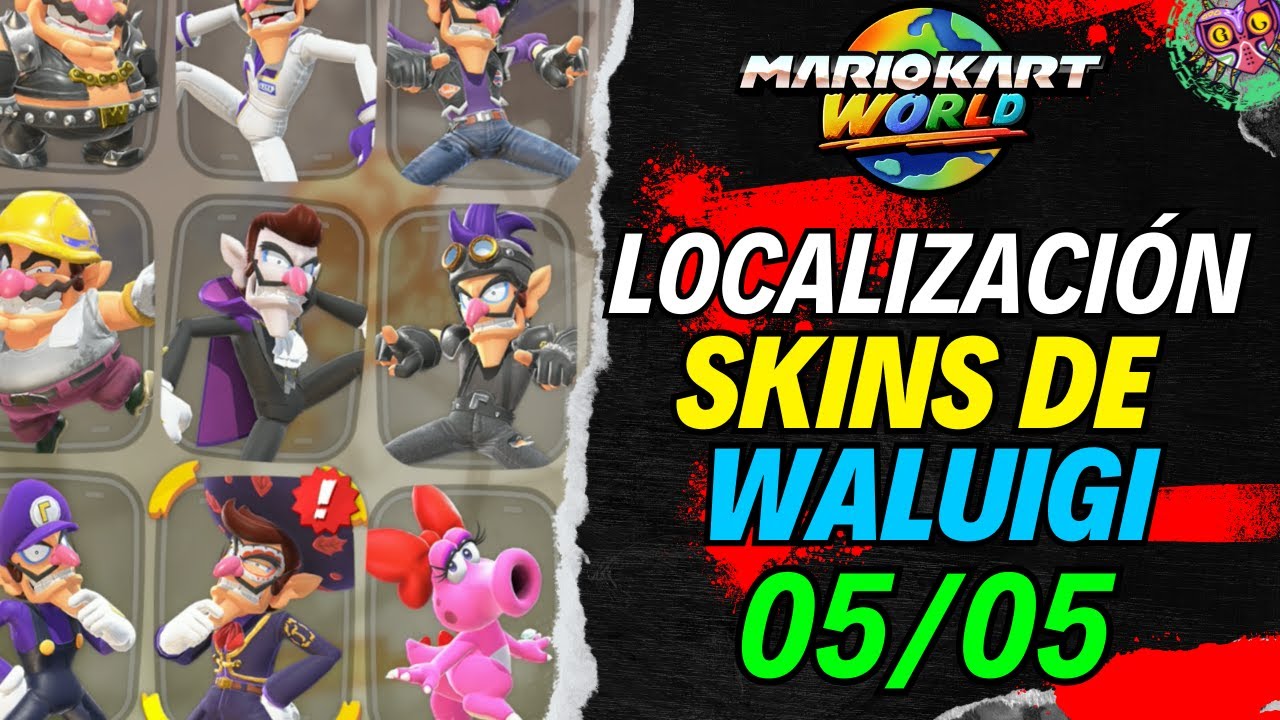 LOCALIZACIÓN de TODAS las SKINS de WALUIGI | GUÍA 100% | 💯Mario Kart World🏆