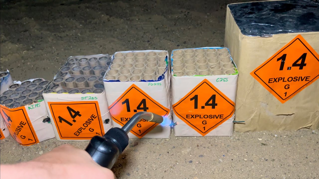 Lighting Several LOUD 200G Firework Cakes (EPIC)