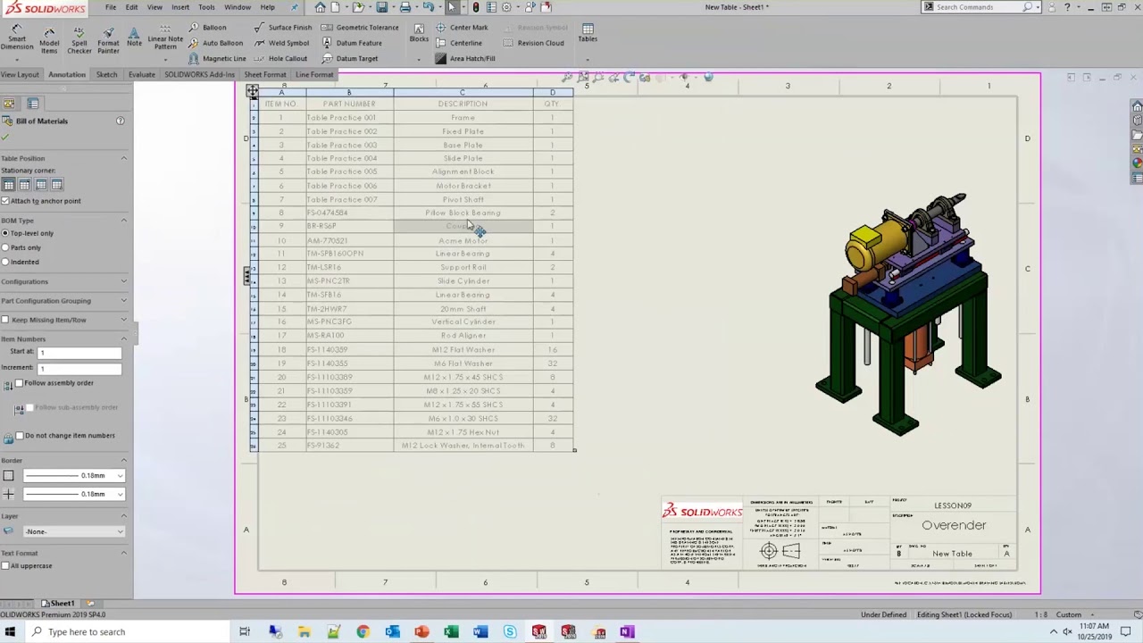 All About Tables in SOLIDWORKS Drawings