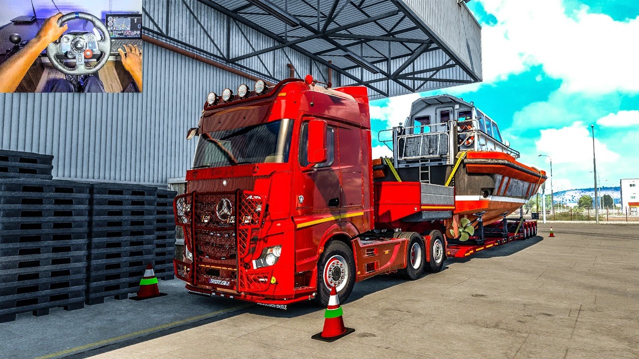 Euro Truck Simulator 2 - Transporting a Service Boat Through Serbia | Logitech G29 Gameplay