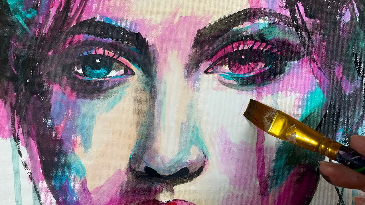 Simple portrait / Abstract technique / Limited colours / ACRYLIC PAINTING