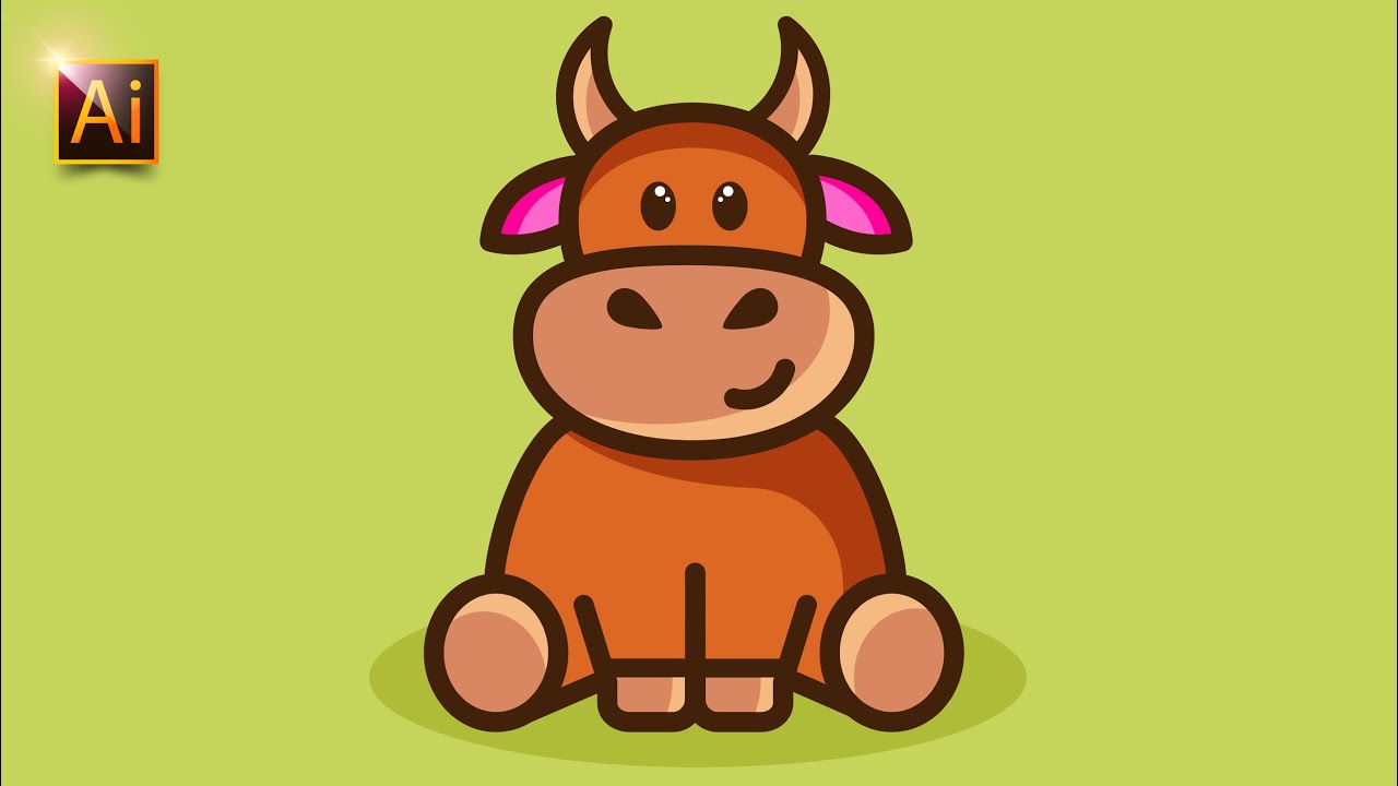 КАК НАРИСОВАТЬ БЫКА / КОРОВУ. СИМВОЛ 2021 ГОДА. Урок в Adobe Illustrator (в Иллюстраторе)