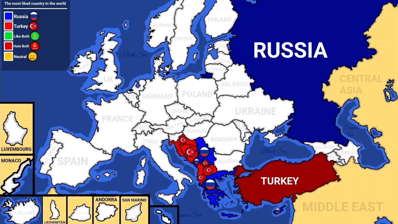 Russia 🇷🇺 vs Turkey 🇹🇷 the most liked country in the world (Outdated)