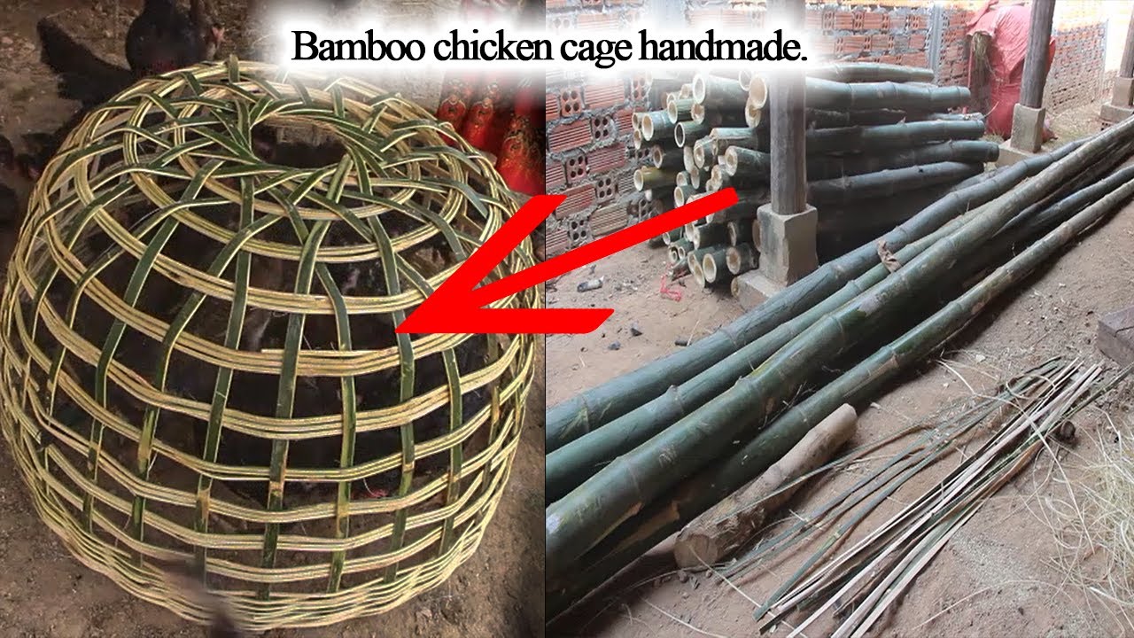 Cambodian Bamboo Chicken Cage built by hand.