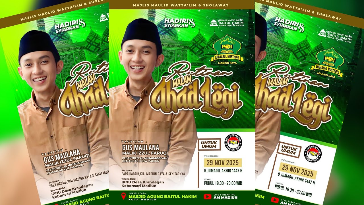 🔴RUTINAN MALAM AHAD LEGI MAJELIS TA'LIM & SHOLAWAT AHBAABUL MUSTHOFA MADIUN || 29 NOV 2025