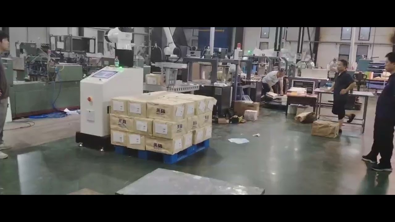Automated conveyor system and collaborative robot palletizing