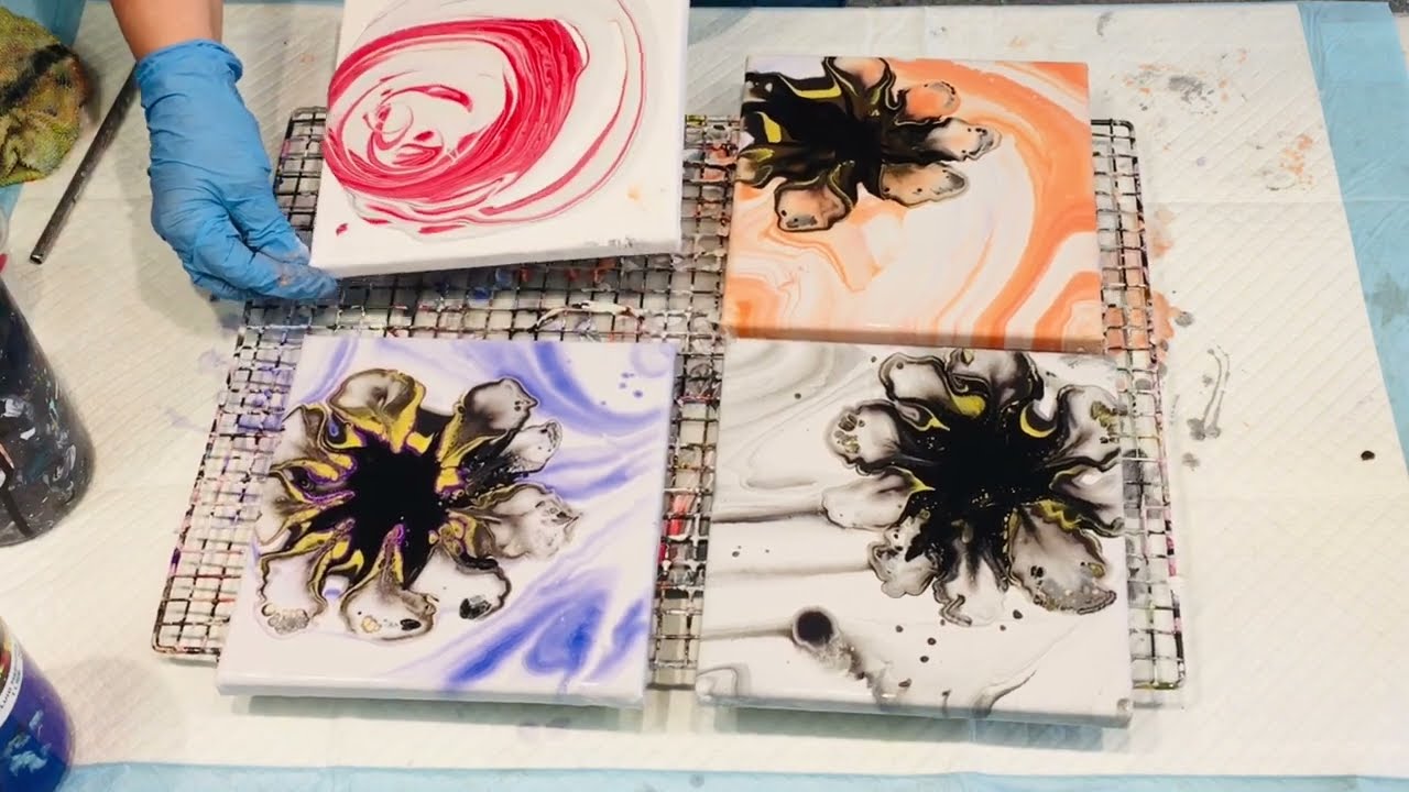 SOMETHING I LOVE TO DO! 🤩 Awesome foursome 🥳 acrylic with a twist fluid art magnificent