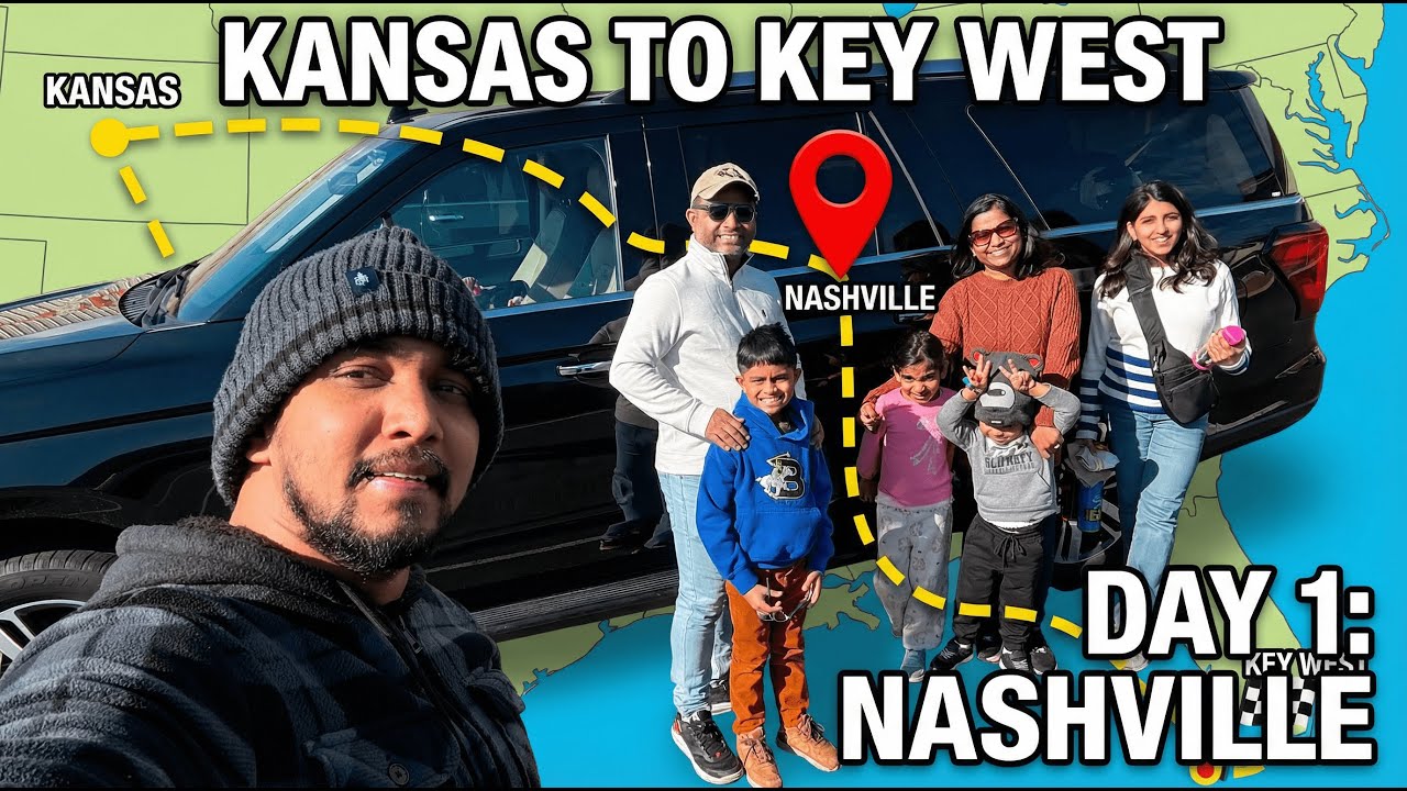Xmas Road Trip 🚗🎄 | Mahattan, Kansas മുതൽ Key West, Florida  വരെ. Day 1: Reached Nashville ❤️🇺🇸#road