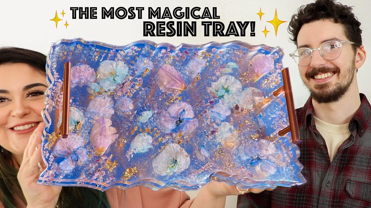 Drying Flowers in a MICROWAVE & Making The Most BEAUTIFUL RESIN TRAY with CRYSTALS & HOLO GLITTER