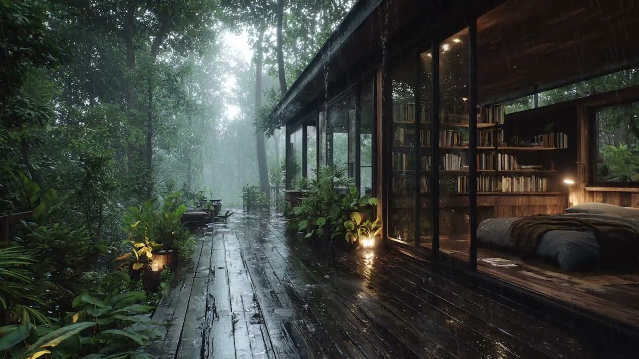 Rain Outside, Soft Piano Inside 🌧️🎹 Cozy Forest Cabin Rain Ambience | 2.5 Hours | Relaxing ASMR