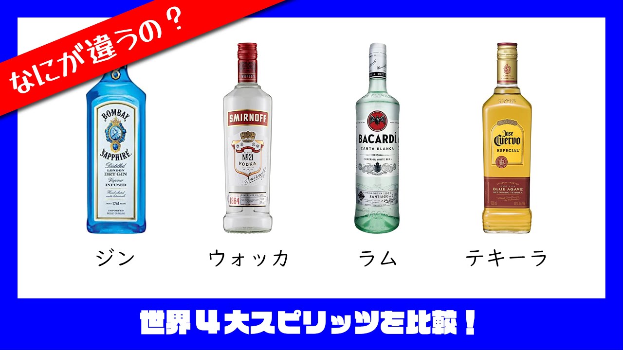 【世界4大スピリッツ】4種類のお酒を比較＆解説！