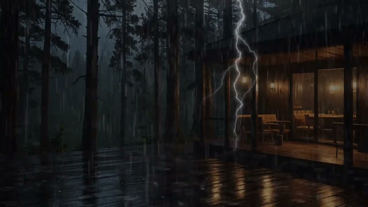 Peaceful Rainstorm in a Forest Cabin | Soothing Rain for Stress Relief