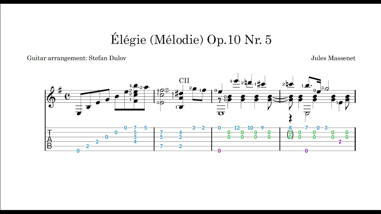 Jules Massenet: Elégie, Mélodie Op.10 No. 5 (Arr. for Guitar)