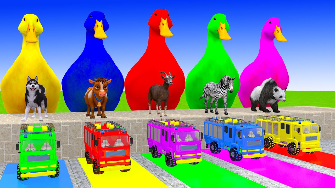 Long Slide Game with Cow Elephant Gorilla Hippopotamus Tiger 3d Animal Game Funny 3d Animals