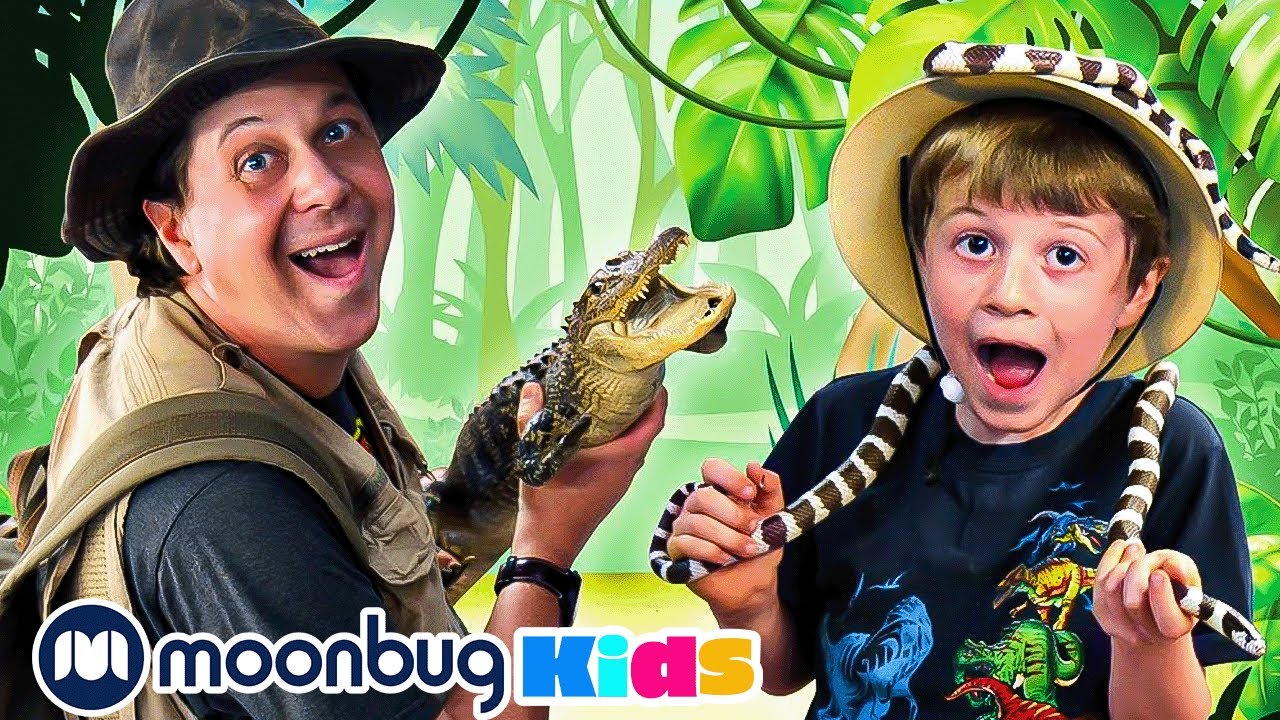 Giant Alligators at Kids Wildlife Park | T-Rex Ranch Adventures | Kids Songs | Moonbug Kids
