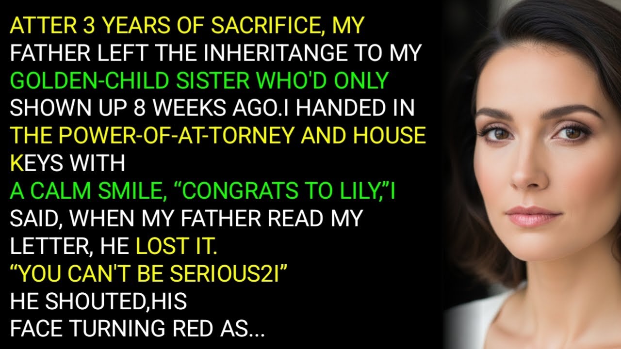 ATTER 3 YEARS OF SACRIFICE, MY FATHER LEFT THE INHERITANGE TO MY GOLDEN-CHILD SISTER WHO'D ONLY ....