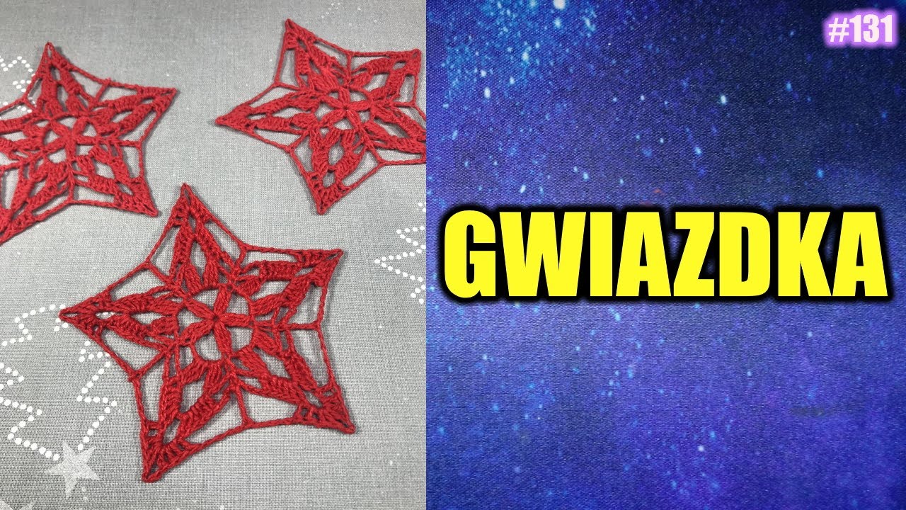 Jak zrobić łatwą gwiazdkę na szydełku, gwiazda,  Crotchet Christmas star,  #131