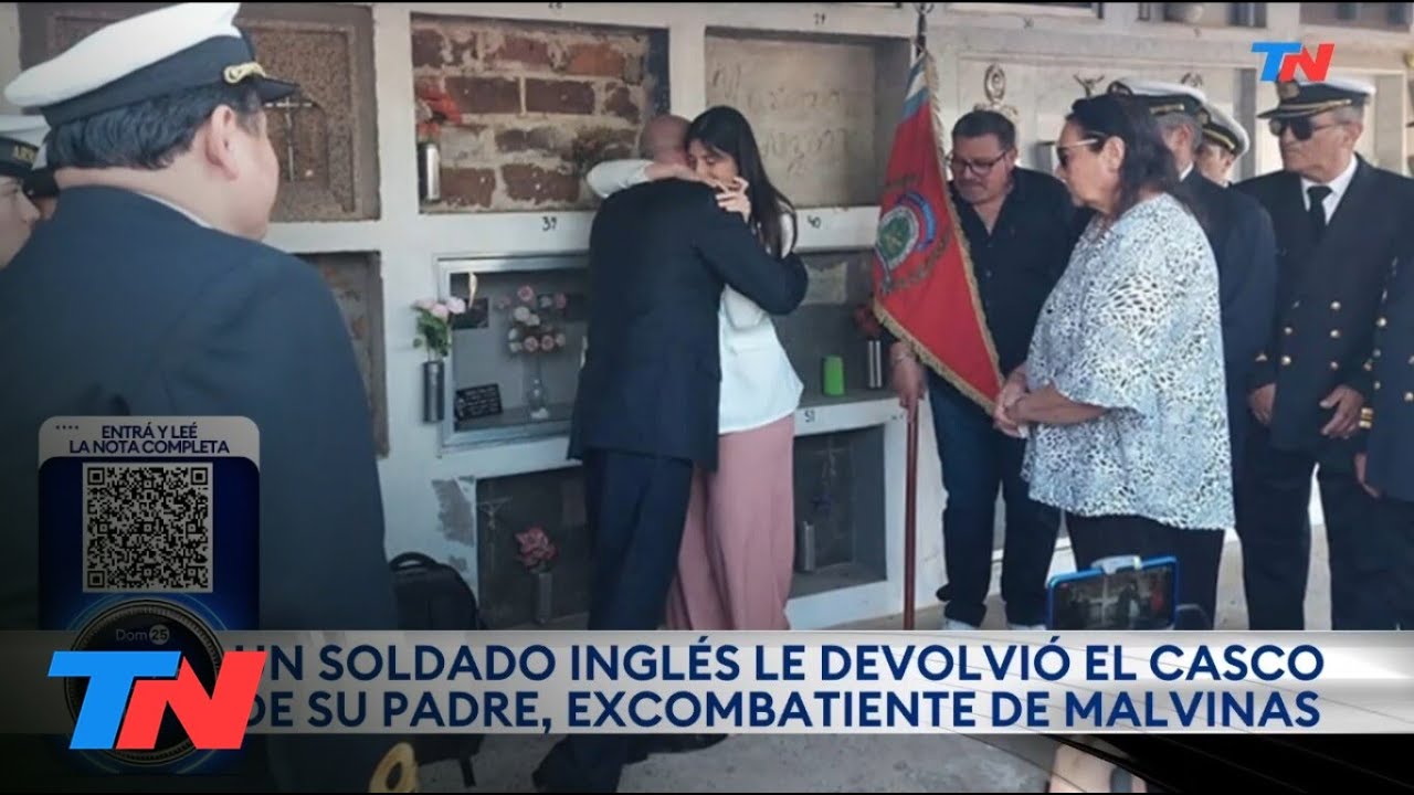 MALVINAS: un inglés guardó el casco de un soldado argentino y viajó para devolvérselo a la hija