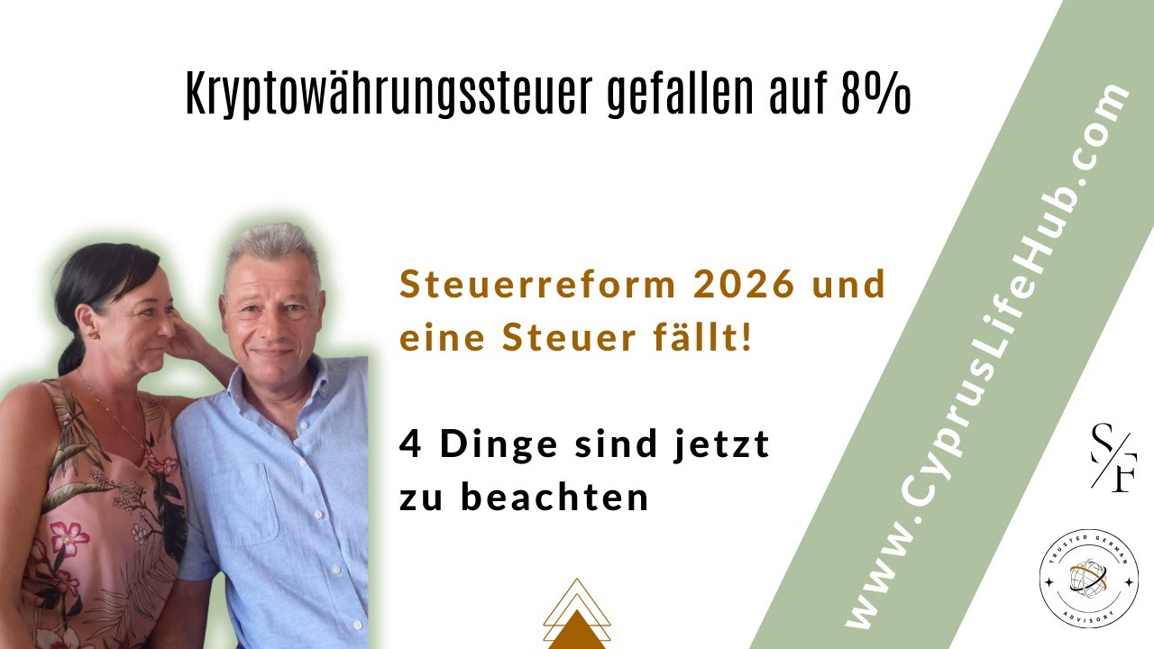 Zypern - Kryptowährungssteuer 2026 auf 8% gefallen