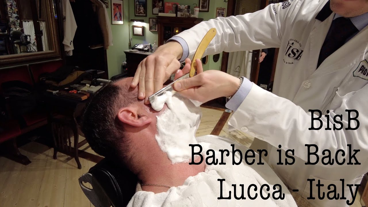 💈 Straight razor wet shaving at BisB Barber is Back (Lucca Italy) - Barber Andrea Cottone💈