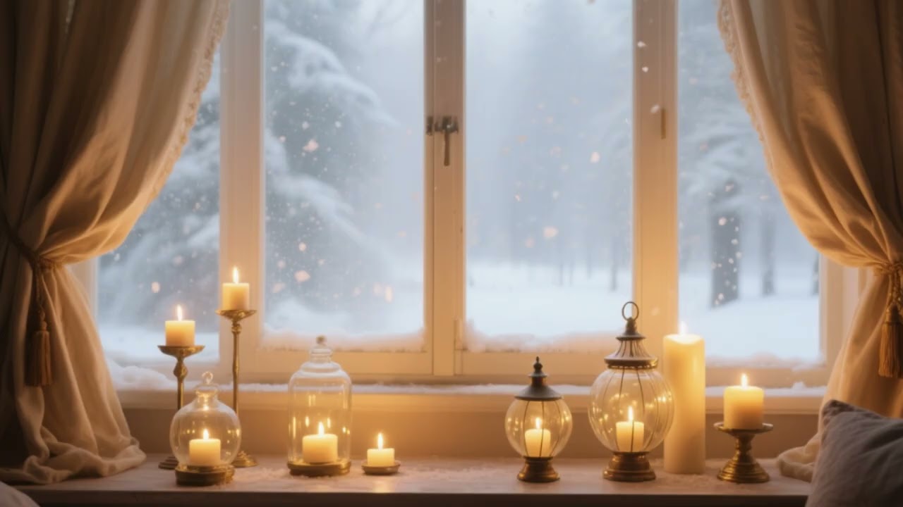 Enchanted Snowy Window — Candlelight Magic (Silent, No Music Background)