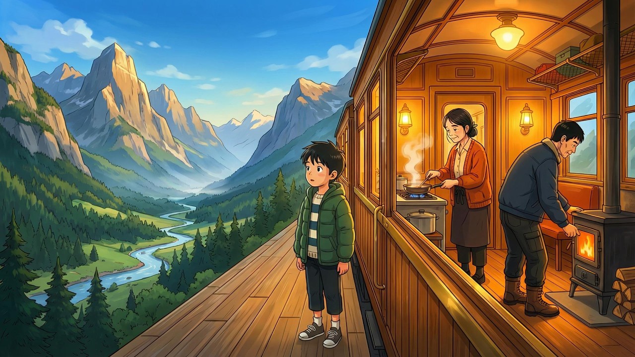 A Family Found an Abandoned Train and Never Left  Ghibli Style ASMR 🚂🍂