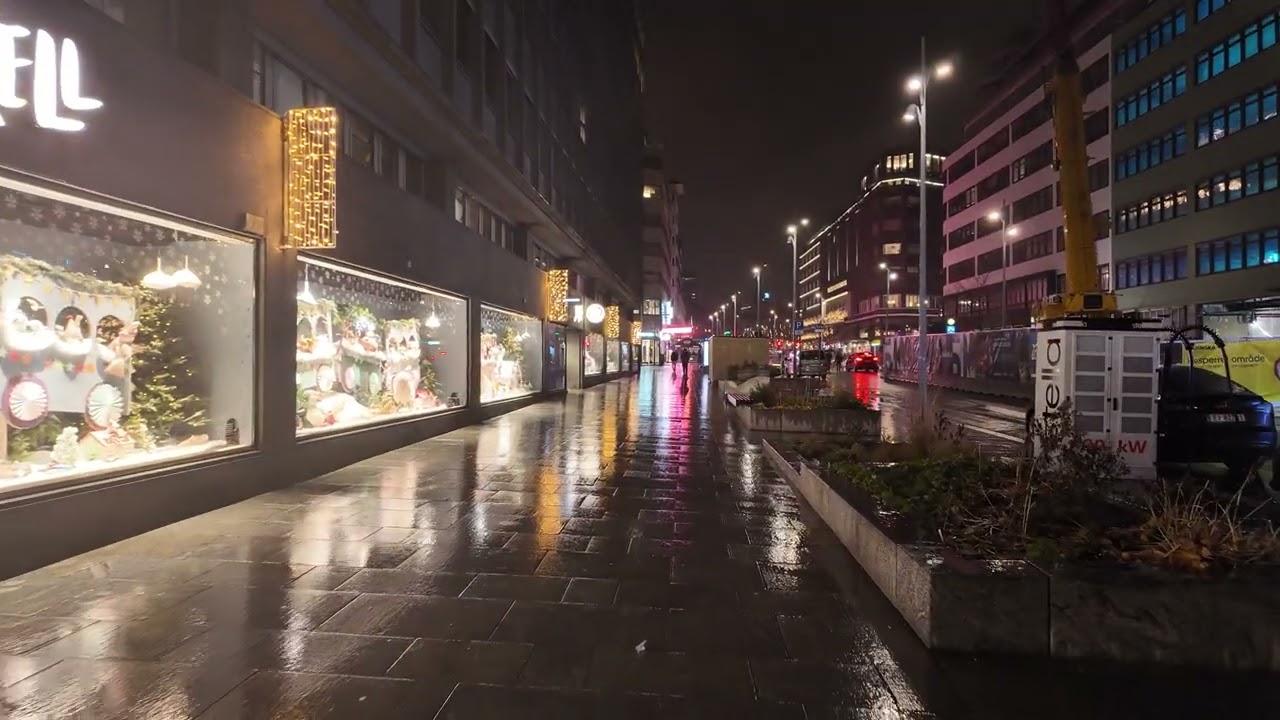 Oslo RAINY Nightlife Walk 🇳🇴 Bars, Lights & Rainy City Streets | Norway 4K Night Tour 🇳🇴🇳🇴