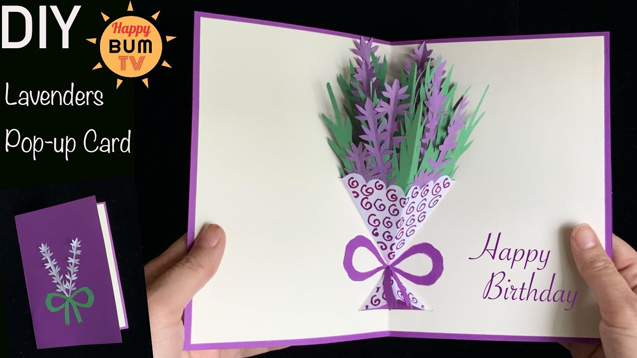 DIY LAVENDERS POP UP CARD I HOW TO MAKE FLOWER POP UP CARD I DIY CRAFTS WITH PAPER