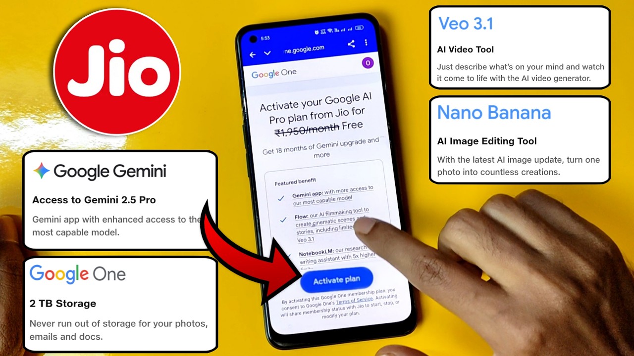 How to Claim Jio Google Gemini Free Offer | Free 2 TB Cloud Storage, Nano Banana, Veo 3.1
