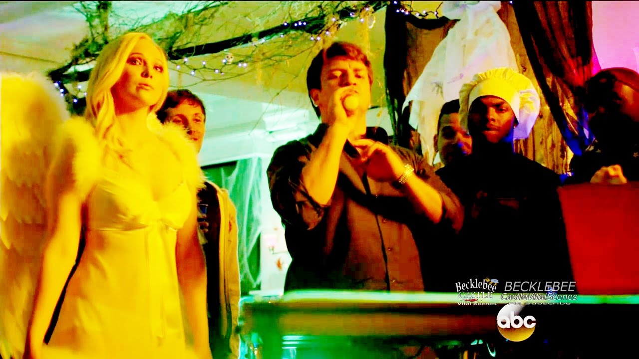 Castle 8x03 “PhDead”  Beer Pong Scene Beckett Castle  & Alexis