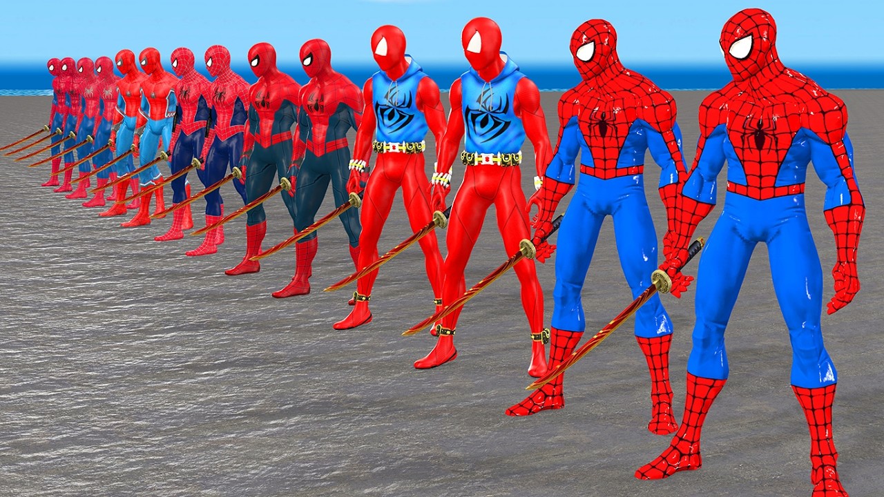 Game playing Spider Man Sword Attacks the Bad Guys Joker Spider Rescues the Spider Bride