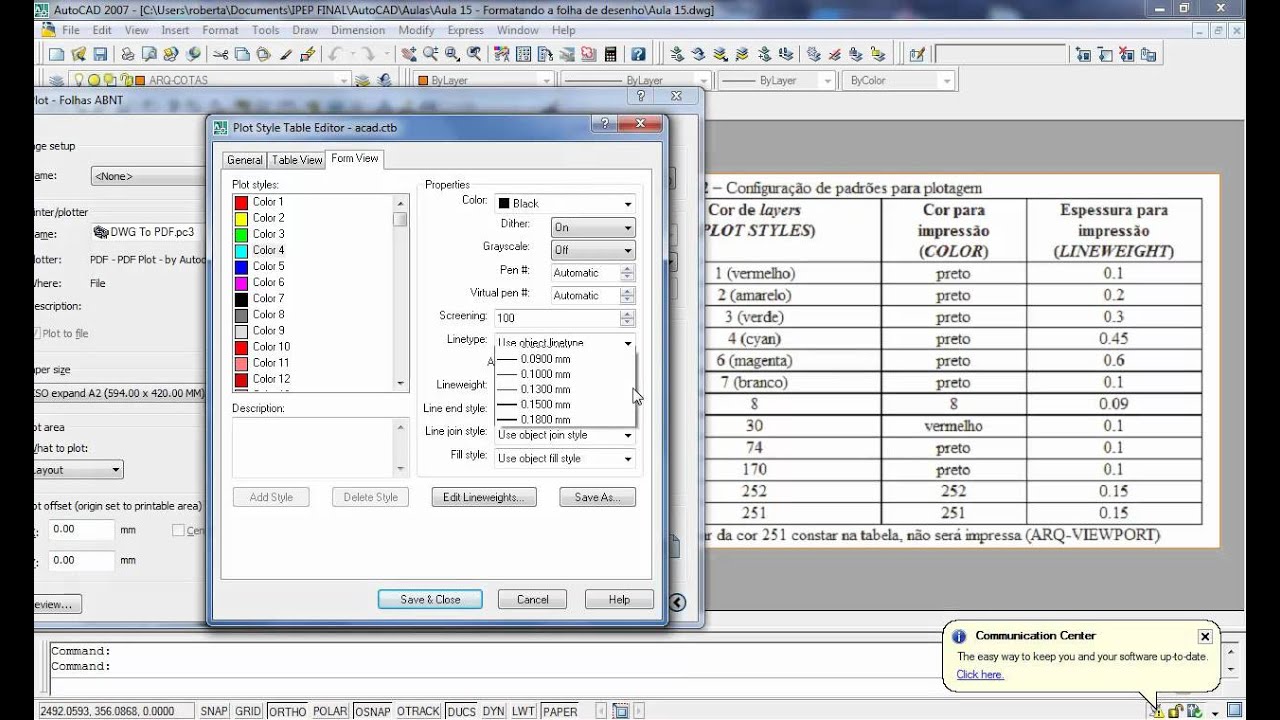 AutoCAD Aula 16: Plotando e imprimindo desenhos a partir de arquivos PDF (PLOT)